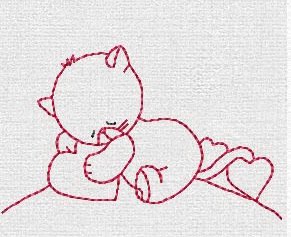 小熊和爱心电脑绣花刺绣单针单线绣花文件来图来料绣花设计加工
