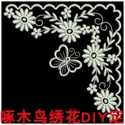 花朵蝴蝶桌布床上用品服饰绣花刺绣文件家用商用绣花机通用格式