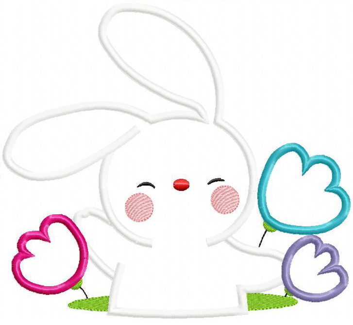 可爱小兔兔刺绣元素模板电脑文件兄弟绣花机brother牌pes格式刺绣