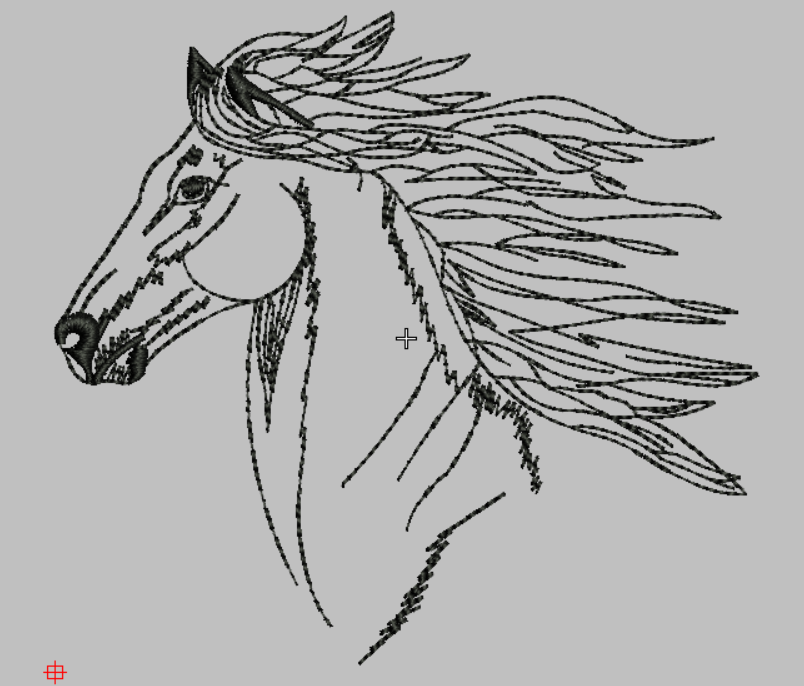 马头单色单线电脑绣花刺绣元素文件所有绣花机通用免费调整尺寸