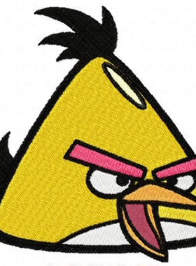 黄色愤怒小鸟电脑绣花刺绣文件家用商用机dst emb pes vp3 jef