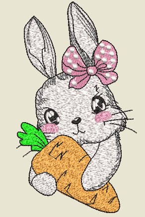 小兔子抱萝卜绣花刺绣文件萌萌哒可爱兔子动物刺绣威尔克姆文件