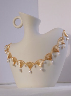 蕾丝项链锁骨链复古迷人小众气质设计师原创金色珍珠法式优雅