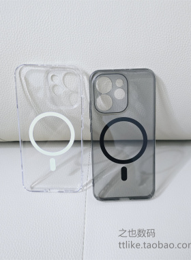 透黑透明磁吸PC硬壳适用一加OneplusAce6T手机壳ace5Pro精孔15T超薄13T高清12加硬UV防摔简约plus商务保护套1