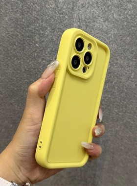 ins柠檬黄色17air适用iPhone15/13苹果14/16promax手机壳12简约11加厚XS防摔XR磨砂8plus软硅胶7全包镜头纯色