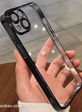 黑色边框电镀FindX9X8/X7ultra适用OPPOReno4/5k/6/7/8/9/10/13/12手机壳A1/a3/A2Pro软硅胶A5Pro透明全包套+