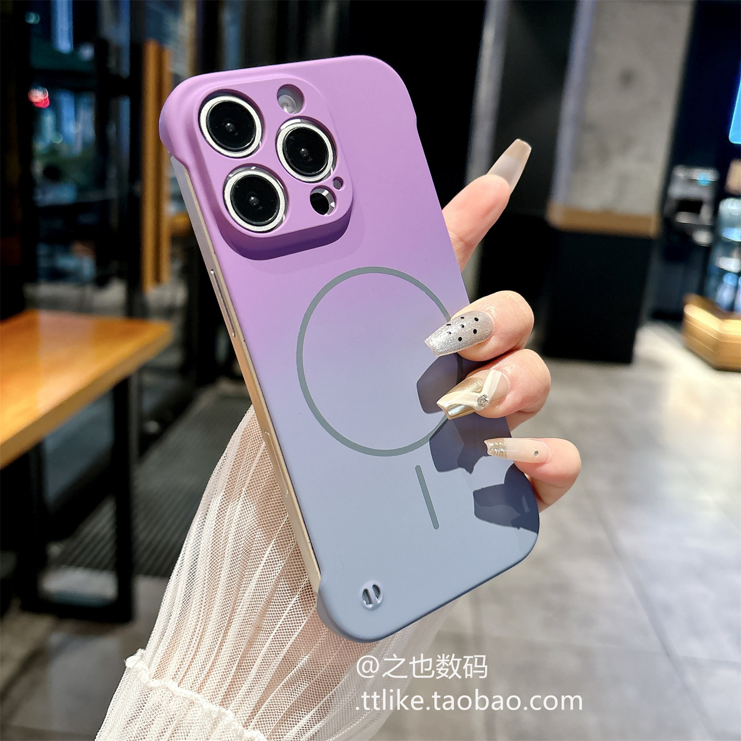 渐变紫灰色磁吸无边框硬壳适用vivoS19手机壳S18超薄S17t防摔S16肤感iQOO12撞色X200ProMini晕染套X100SPro套