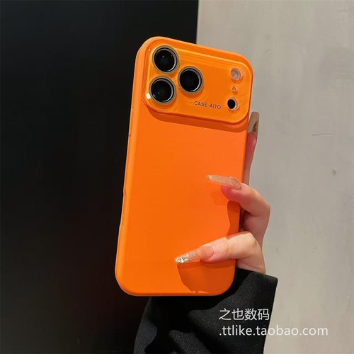 橙色液态大视窗适用appleiPhone17promax手机壳16/15Pro防摔11苹果14plus精孔13防摔12Promax带镜头膜1保护套