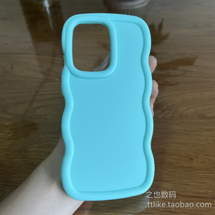 淡青色波浪边适用真我RealmeV50S手机壳14/13pro+大孔12Pro至尊版Q5软V25硅胶12X纯色粉紫黑白马卡龙气囊简约