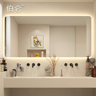 智能浴室镜子挂墙卫生间触摸屏LED带灯梳妆镜厕所洗漱台除雾镜子