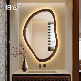 中古纯实木异形智能镜卫生间美式 饰镜挂墙 发光浴室镜子斗柜壁炉装