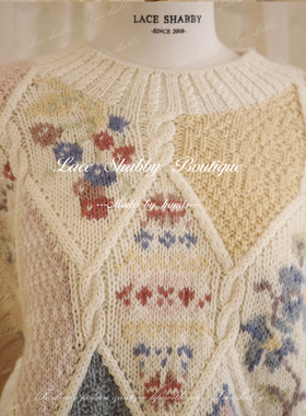 孤品！新款法式vintage中古羊毛立体钩花碎花长款毛衣外套女装