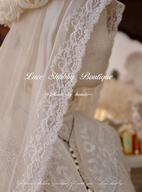 新款法国非遗leavers lace列维斯蕾丝白色碎花法蕾发带头纱发饰