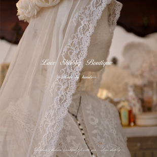 新款法国非遗leavers lace列维斯蕾丝白色碎花法蕾发带头纱发饰