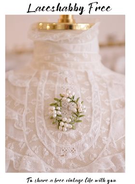 LACESHABBY新款复古轻奢vintage天然白色珍珠花环古董胸针饰品女