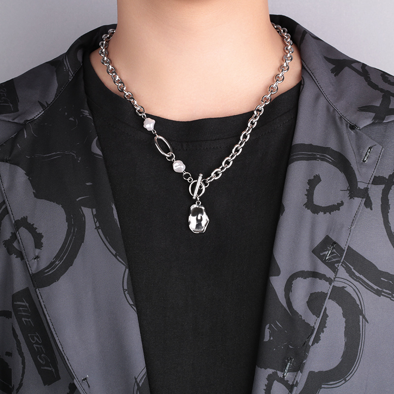 不生锈不掉色不规则珍珠拼接项链