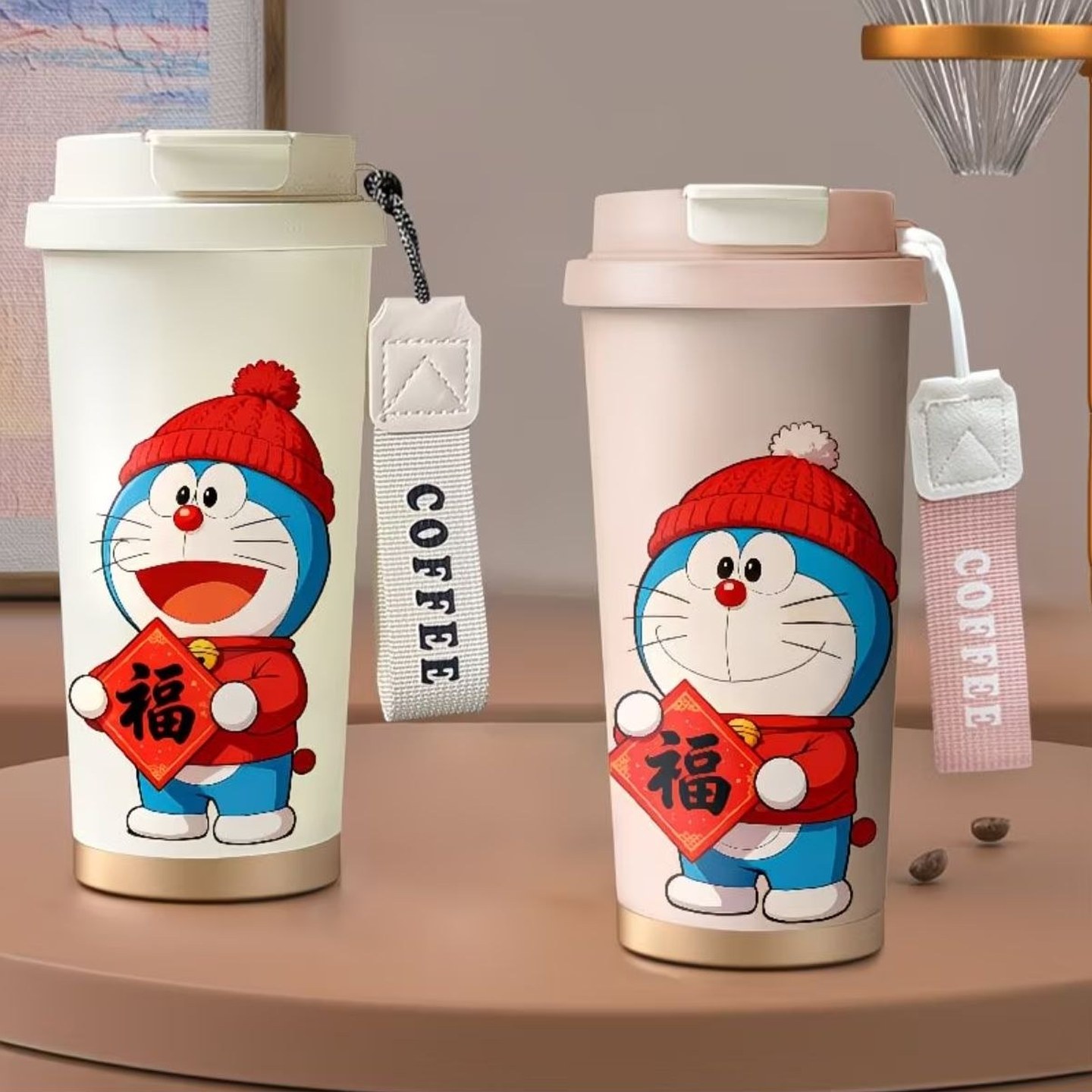 送福哆啦A梦水杯保温杯不