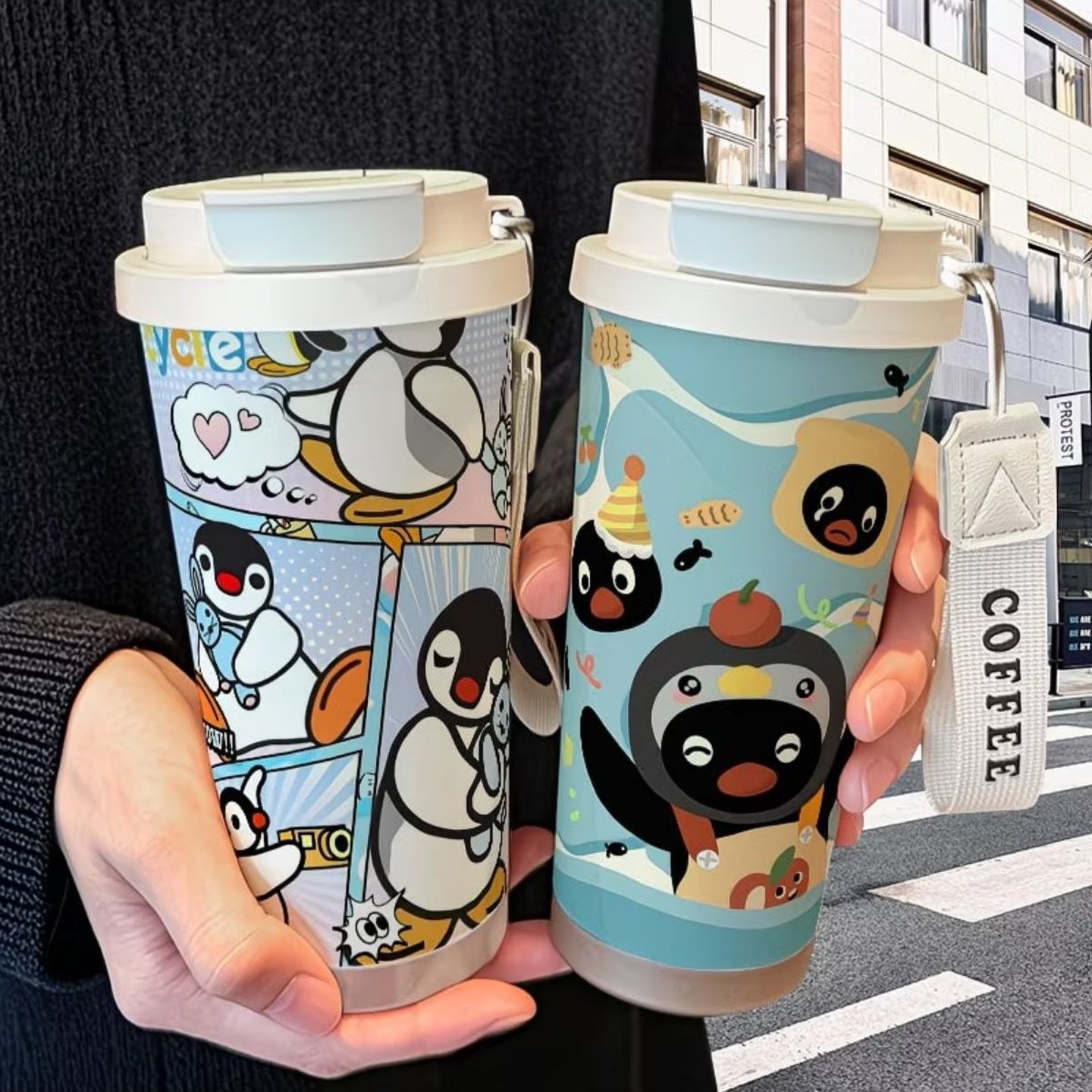 pingu企鹅搞怪保温杯不锈