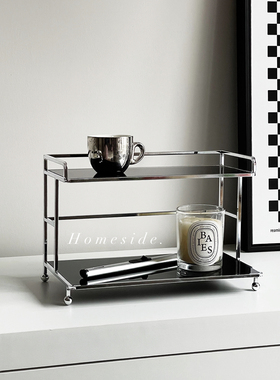 Homeside桌面置物架ins不锈钢双层多用收纳架化妆品水杯香薰厨房