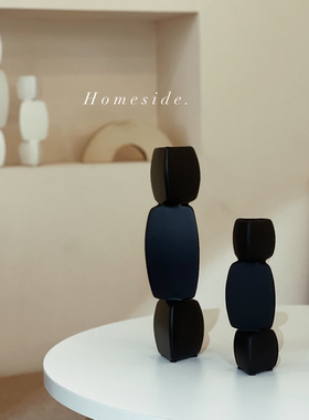Homeside异形几何花瓶ins北欧侘寂风黑白色陶瓷抽象艺术摆件