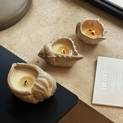 Homeside海螺香薰蜡烛ins风陶瓷蜡烛杯烛台氛围感家居装饰摆件