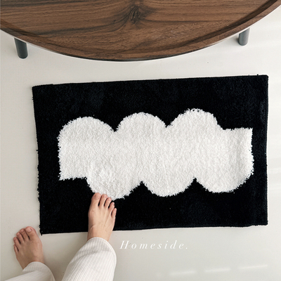 Homeside中古风地垫ins北欧极简加厚植绒床边毯入户长绒防滑地毯