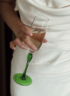 Homeside祖母绿酒杯ins中古风绿色水晶玻璃高脚杯红酒杯香槟杯