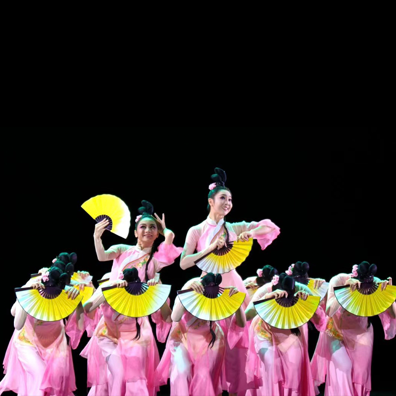 醉春风粉墨花旦渐变扇子戏文说扇