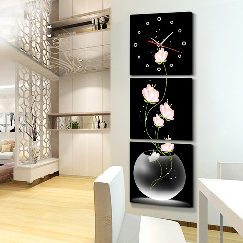 入户客厅三联竖版遮挡箱装饰画