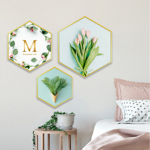 餐厅轻奢风六边形ins卧室装饰画