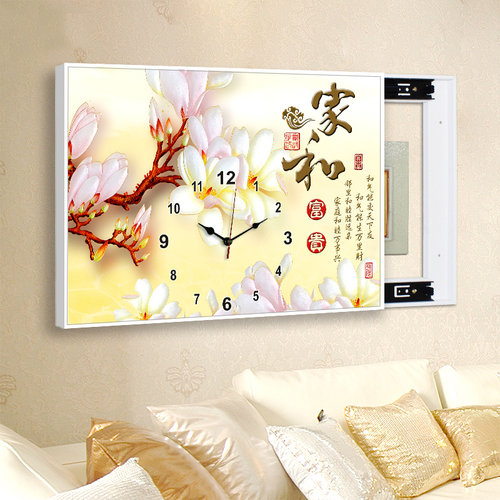 客厅电表箱装饰画餐厅钟表液压