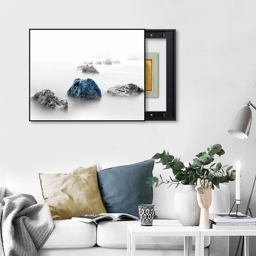 可推拉黑框免打孔电表箱装饰画