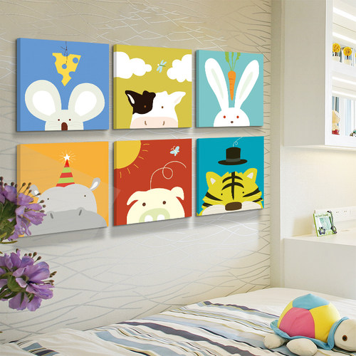 儿童房卡通风十二生肖动物装饰画