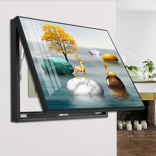 新中式电表箱装饰画液压铝合金