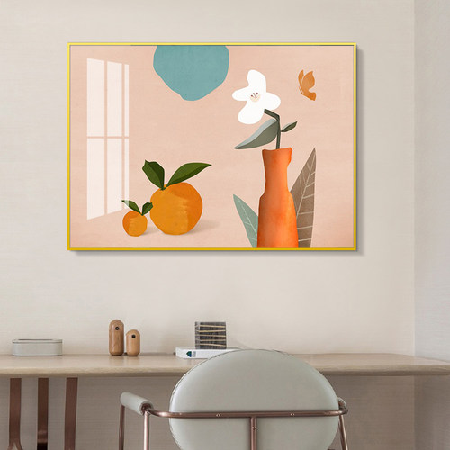 北欧治愈系奶油风餐厅装饰画是