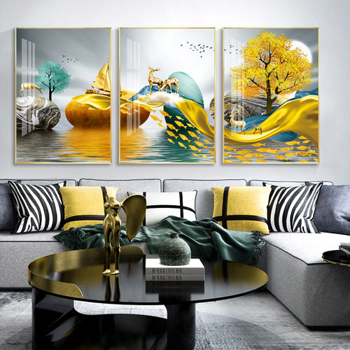 新中式风铝合金轻奢客厅装饰画