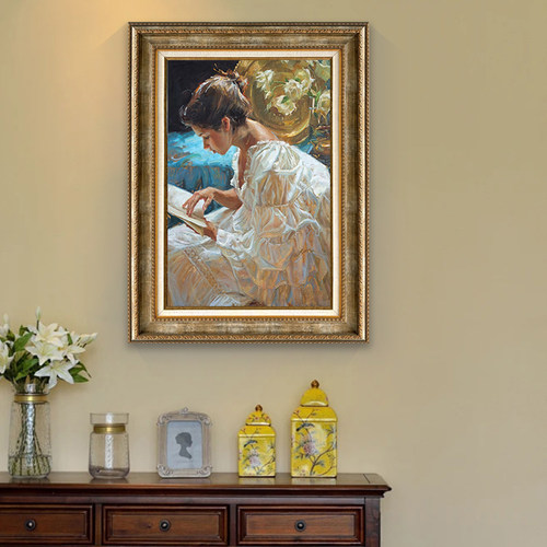 欧式少女复古别墅走廊装饰画