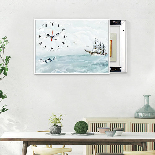 餐厅电表箱装饰画简约客厅钟表