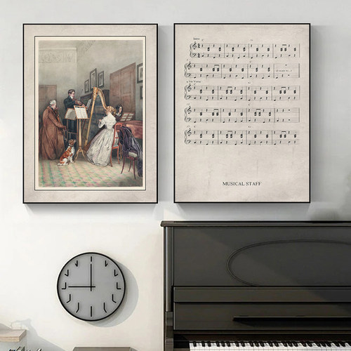 欧式肖邦琴谱书房琴房装饰画是
