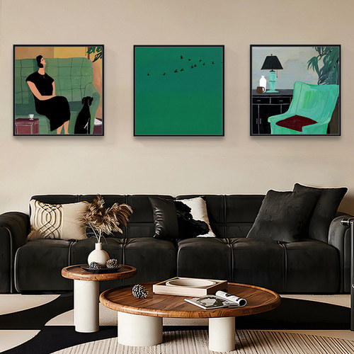 中古风沙发背景墙装饰画卧室挂画