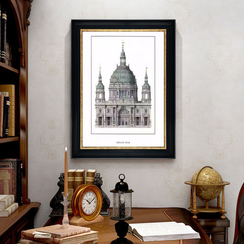 美式沙发背景墙建筑装饰画