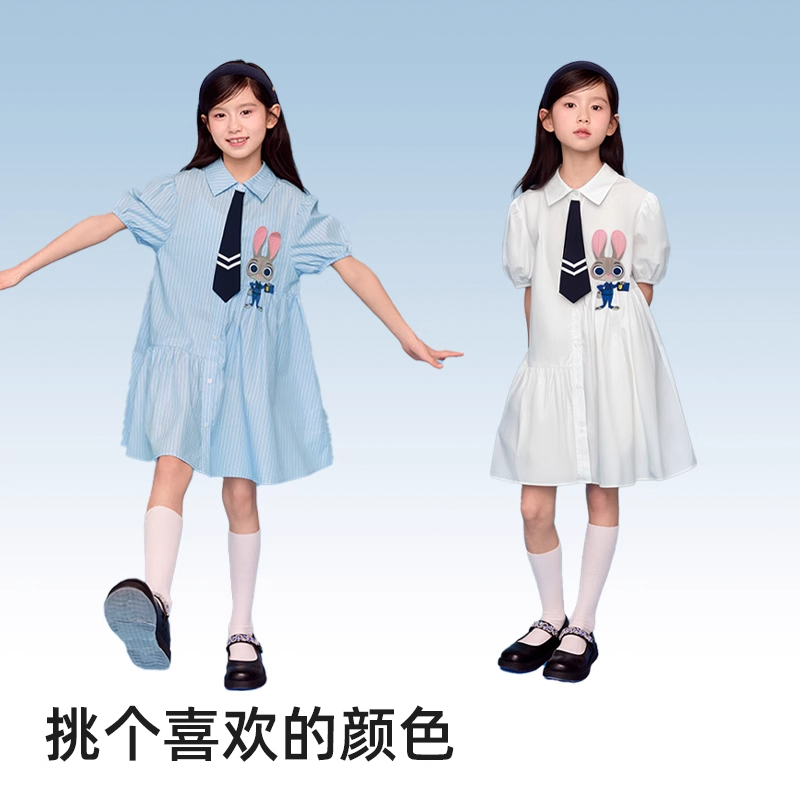 【迪士尼IP】巴拉巴拉女童裙子2025夏季新款儿童连衣裙衬衫裙纯棉