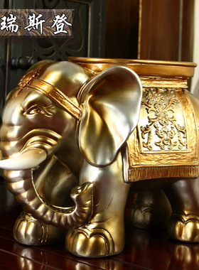 家居摆件板凳大象凳子换鞋凳小象凳摆件树脂工艺品创意客厅装饰品