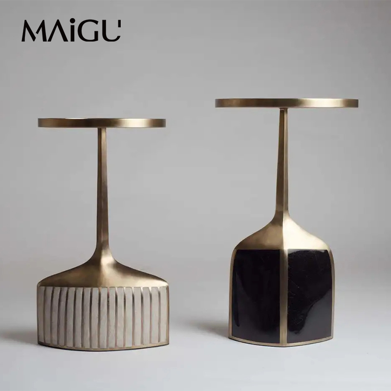 麦古现代中古Pedestal Side Table圆形边几侘寂客厅茶几卧室角几