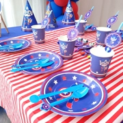 Captain America Theme Children Birthday Party Nguồn cung cấp Món tráng miệng Trang trí Bộ đồ ăn dùng một lần Khay Bánh Tấm - Trang trí nội thất