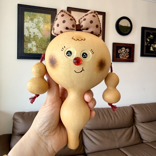 纯天然非遗手工葫芦拨浪鼓可爱蝴蝶结婴幼儿宝宝手摇铃手摇鼓玩具
