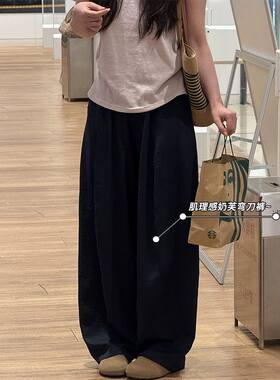 显瘦松紧高腰纯色针织短裤女