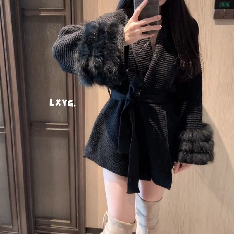 大码慵懒风毛毛袖针织毛衣外套女秋冬胖妹妹纯欲气质显瘦开衫上衣,女装/女士精品,毛衣,淘宝优惠券,粉丝福利购,淘宝优惠卷