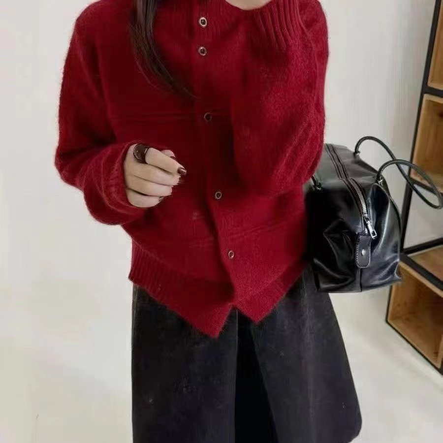 大码慵懒风高领针织开衫女秋冬季胖妹妹设计感拼接百搭显瘦毛衣女,女装/女士精品,毛针织衫,淘宝优惠券,粉丝福利购,淘宝优惠卷