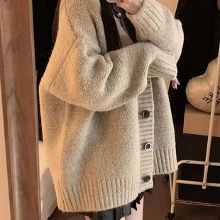 新款 胖妹妹慵懒风灯笼袖 2024年秋冬季 大码 毛衣 纯色套头长袖 针织衫
